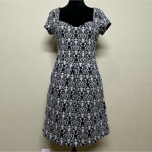 Deletta Anthropologie dress women small caledonia cutout tapestry black & white